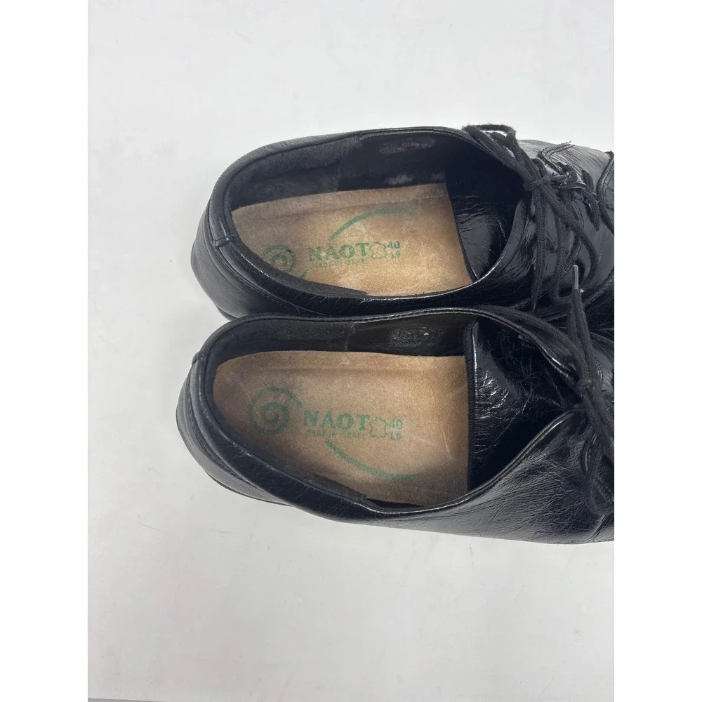 Naot Swirl Embroidered Leather Lace Up Oxfords 40 Black Walking Shoes - Picture 6 of 6
